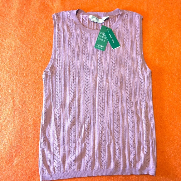 Dusty pink pointelle knit openwork cami tank top NWT - Picture 2 of 6